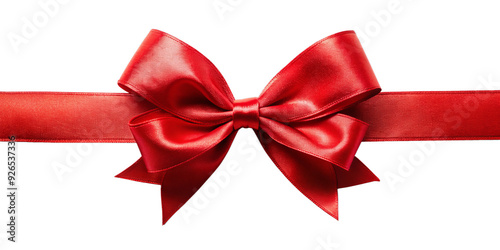 Red ribbon bow isolated on a transparent background