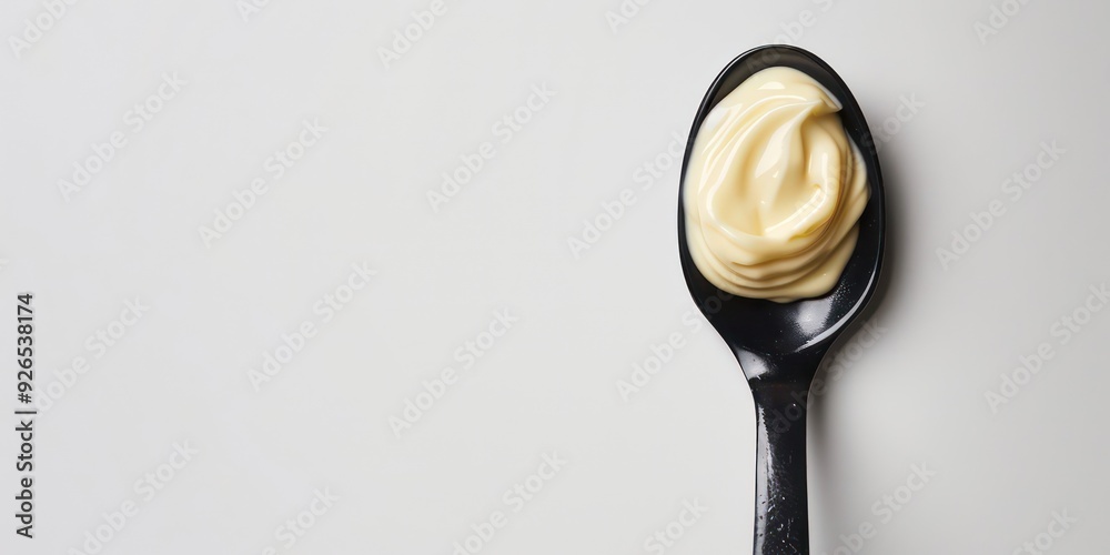 teaspoon with mayonnaise isolated on white background teaspoon with mayonnaise isolated on white background