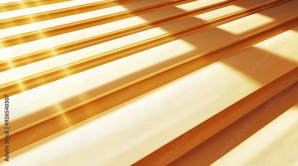 Fototapeta Warm sunlight casts beautiful shadows on smooth wooden planks, creating a serene and inviting atmosphere in a cozy space.