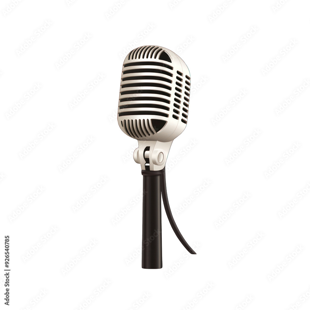 Fototapeta premium Classic microphone design with vintage style, perfect for music, podcasting, or public speaking. transparent background