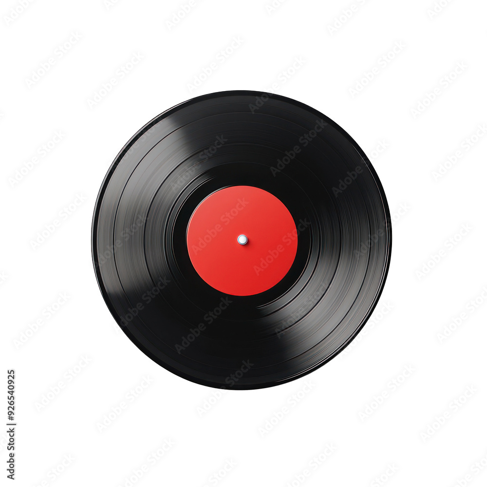 Classic vinyl record with a vibrant red center, perfect for music lovers and retro-themed creatives. transparent background Classic vinyl record with a vibrant red center, perfect for music lovers and retro-themed creatives. transparent background