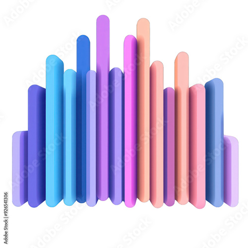 Colorful abstract bars representing data visualization, ideal for tech and design themes in digital presentations. transparent background