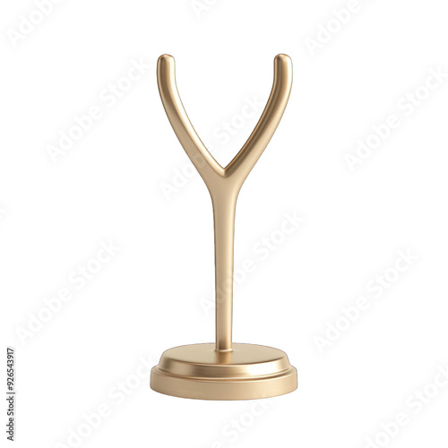 Elegant gold wishbone display stand, perfect for showcasing special items or as a decorative piece in home decor. transparent background