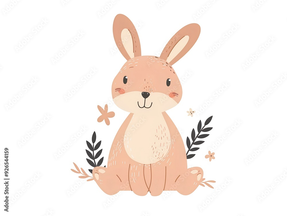 Obraz premium Easter Bunny clipart simple illustration for kids book. AI generated