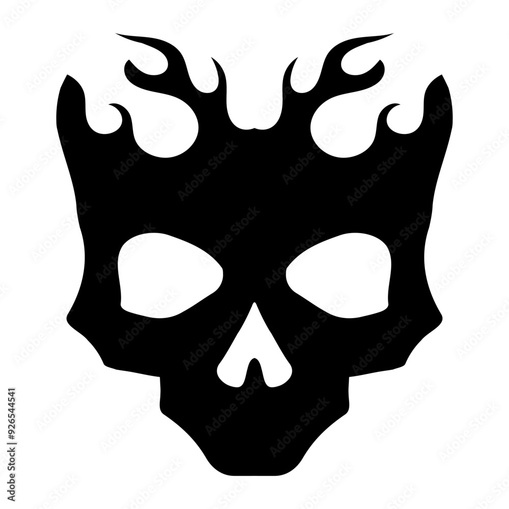 Burning skull on fire, skull icon illustration. Goth design for prints. Comic style. Sticker for Horror or Halloween. Hand drawing illustration isolated on white background. Vector EPS 10 Burning skull on fire, skull icon illustration. Goth design for prints. Comic style. Sticker for Horror or Halloween. Hand drawing illustration isolated on white background. Vector EPS 10
