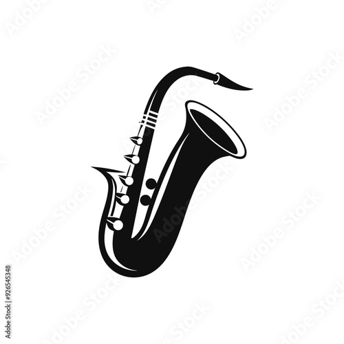 saxophone vector, art silhouette logo icon design black and white 