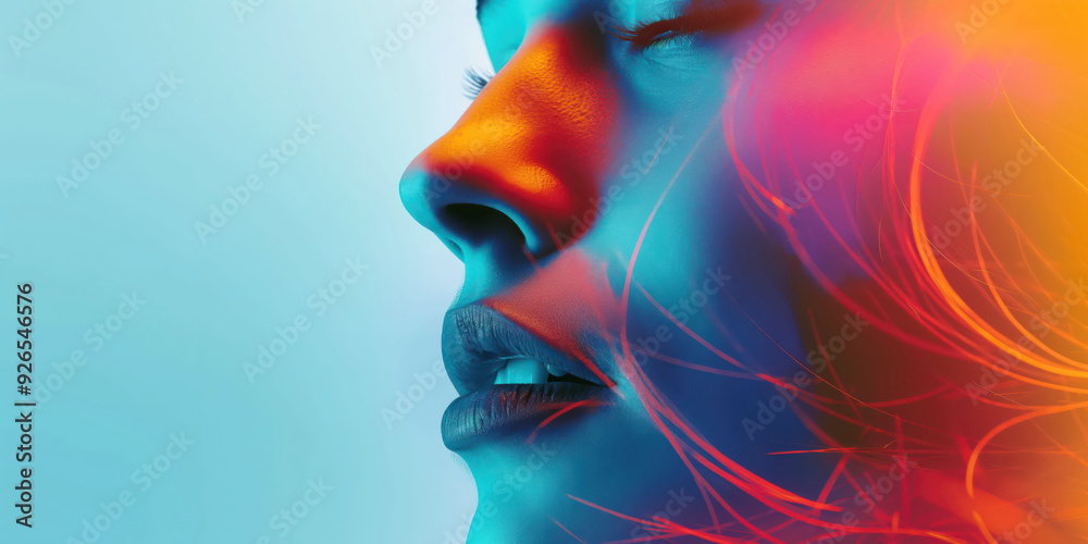 Vibrant Abstract Portrait of Woman with Creative Light Effects Vibrant Abstract Portrait of Woman with Creative Light Effects