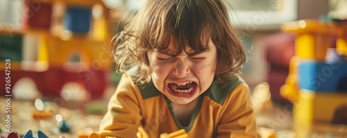 A child crying over a broken toy, early signs of attachment and possessive behaviors photo