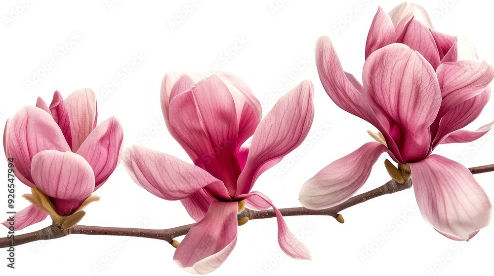 A beautiful branch with pink magnolia flowers in full bloom. Each petal showcases delicate shades of pink and white. This stunning floral image captures the essence of spring. AI A beautiful branch with pink magnolia flowers in full bloom. Each petal showcases delicate shades of pink and white. This stunning floral image captures the essence of spring. AI