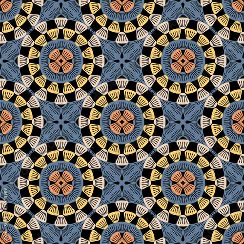 Pattern with crochet granny square wallpaper handmade decorative art design print 