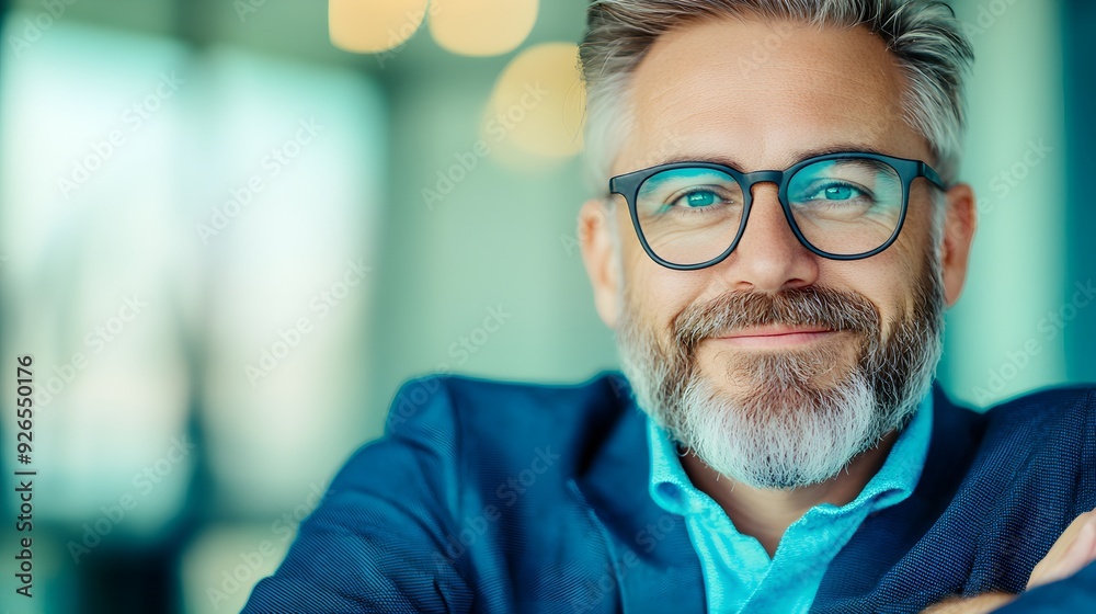 Confident Businessman Smiling in Office Portrait Confident Businessman Smiling in Office Portrait