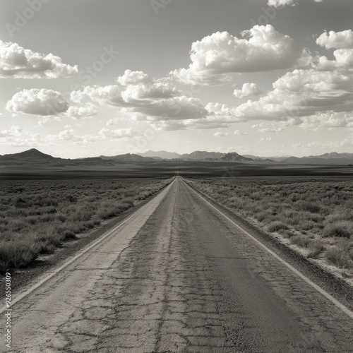 The open road leads through the arid Arizona desert, where the sun-baked landscape and endless horizon evoke a sense of adventure