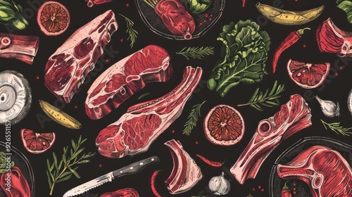 Premium meat pattern from the farm