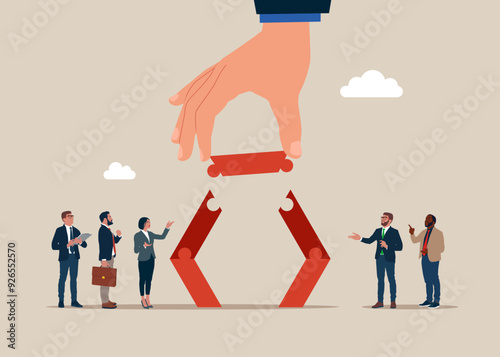 Business people thinking to solve business problem, business connection concept.  Vector illustration
