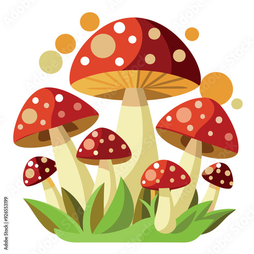 Whimsical Mushrooms Vector Design Illustration