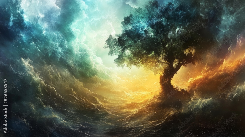 Stunning portrayal of the biblical creation story showcasing divine craftsmanship Stunning portrayal of the biblical creation story showcasing divine craftsmanship