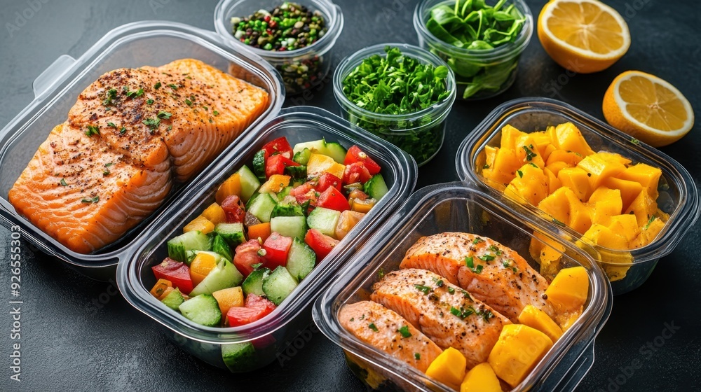 Simple meal prep scene with budget-friendly ingredients on a countertop Simple meal prep scene with budget-friendly ingredients on a countertop