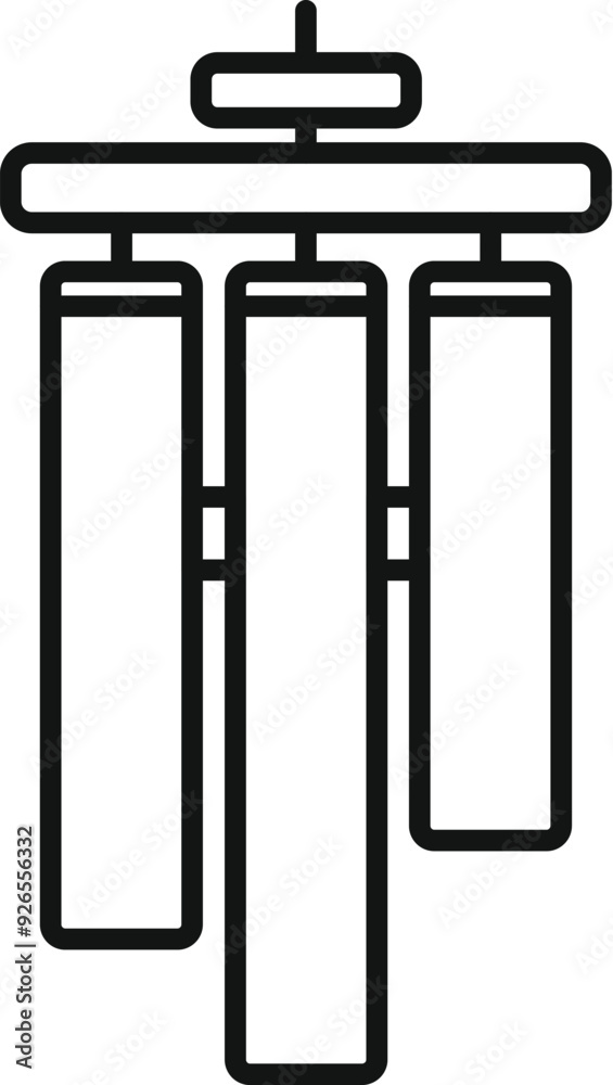 Line art icon of a wind chime hanging, ready to create calming sounds Line art icon of a wind chime hanging, ready to create calming sounds