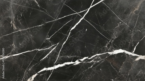 Smooth glossy black marble with white veining