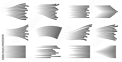 Vector horizontal speed motion lines. fast line vector isolated.