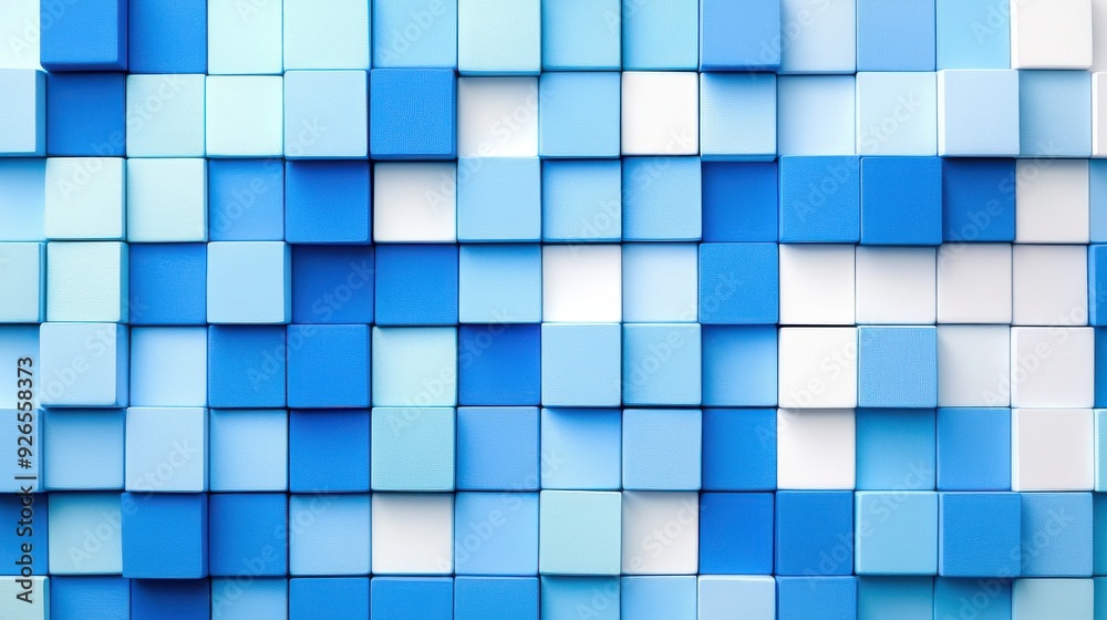 Abstract grid of squares varying shades of blue isolated white background Abstract grid of squares varying shades of blue isolated white background