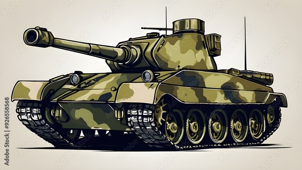 Hand Drawn Military Tank, World War Machine, Vector Illustration, Isolated on White Background Hand Drawn Military Tank, World War Machine, Vector Illustration, Isolated on White Background