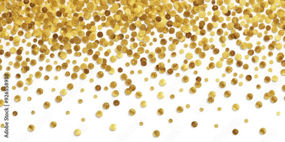 Gold glitter confetti dots on a white background, gold, glitter, confetti, dots, celebration, party, shiny, sparkly