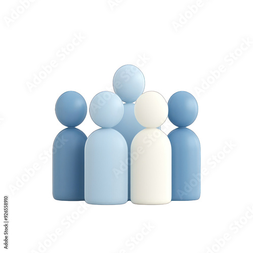 A collection of abstract colored figures symbolizing unity, teamwork, and community in a modern design. transparent background