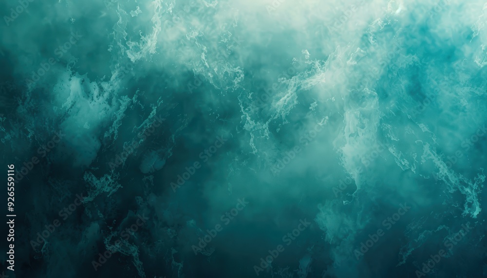 Mystical and turbulent ocean waves crashing under a misty and cloudy sky. Mystical and turbulent ocean waves crashing under a misty and cloudy sky.