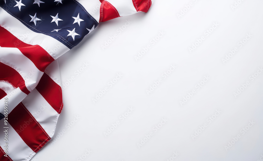 American flag on white background with copy space American flag on white background with copy space