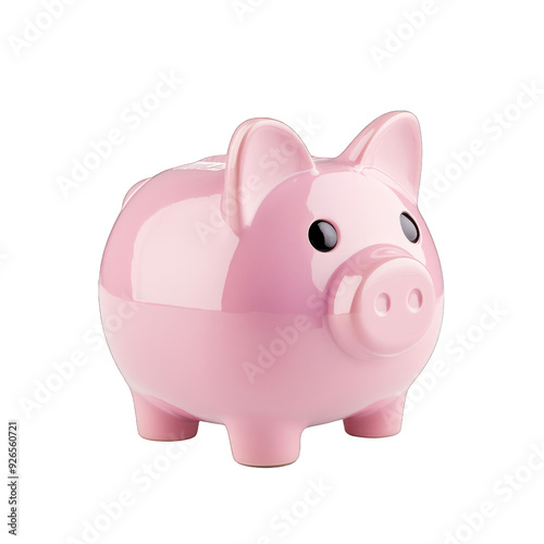 A cute pink piggy bank, perfect for saving coins and teaching kids about money management in a fun way. transparent background