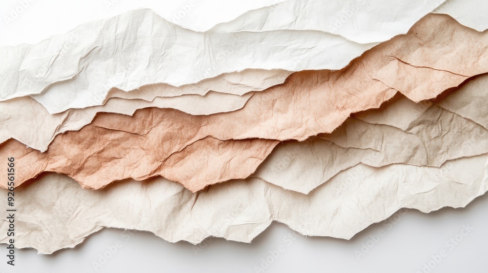 Obraz premium Layered paper effect different shades of beige and brown isolated white background