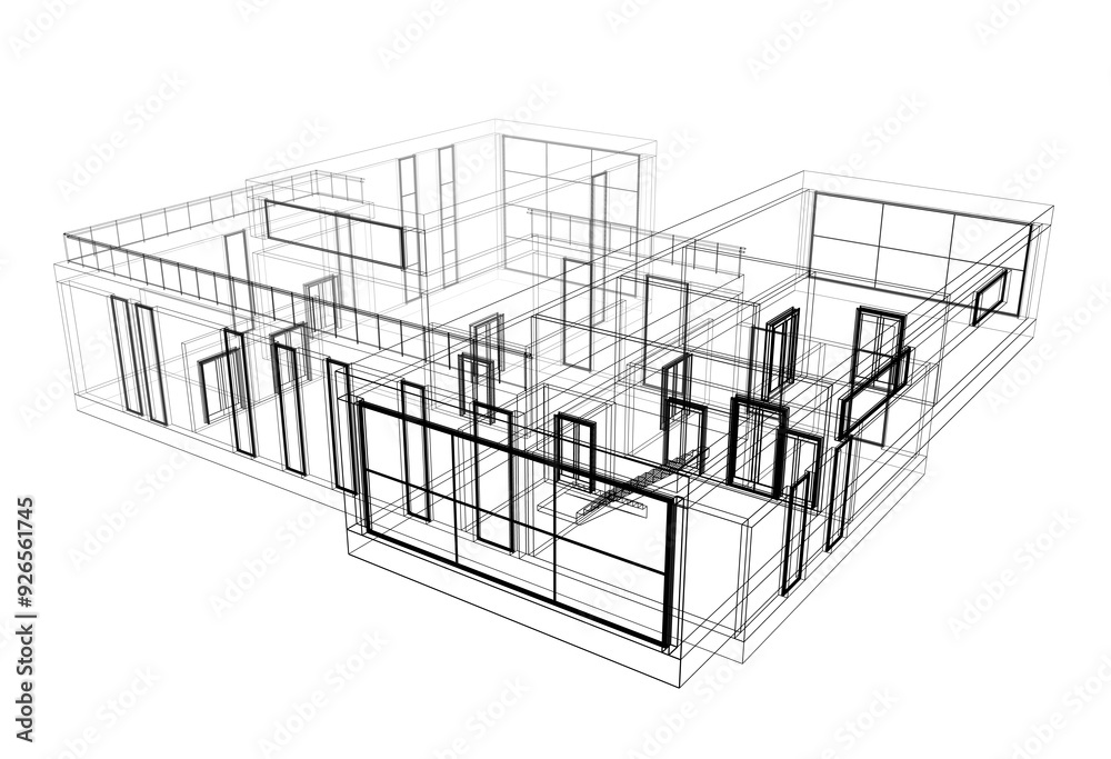 house building sketch architecture 3d illustration house building sketch architecture 3d illustration