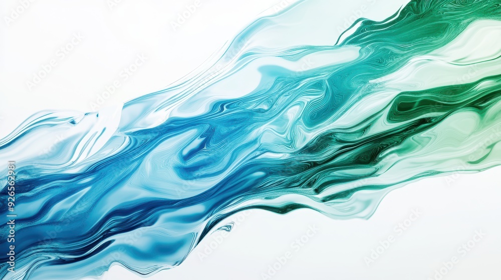 Abstract ripple effect shades of blue and green isolated white background