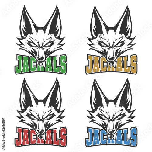 Jackals Illustration Clip Art Design Shape. Mascot Silhouette Icon Vector.