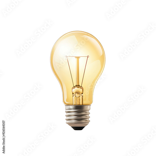 A glowing light bulb isolated on a white background, symbolizing ideas, innovation, and creativity. transparent background