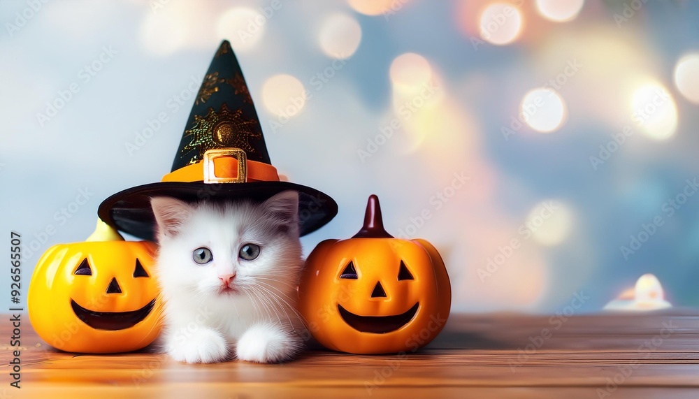 Naklejka premium 猫とハロウィン(cat and halloween)