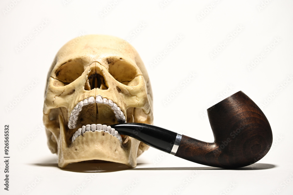 skull with a smoking pipe