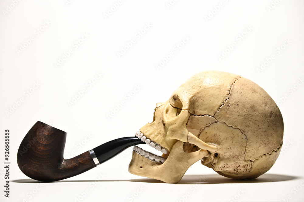 skull with a smoking pipe