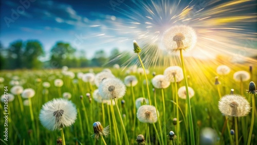 Flowering grass meadow with motion blur on background, perfect for pollen allergy season , grass, meadow, flowers