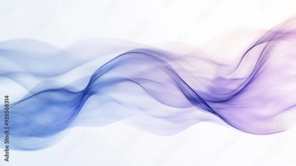 Naklejka premium Abstract waves of light soft blue and purple empty white background