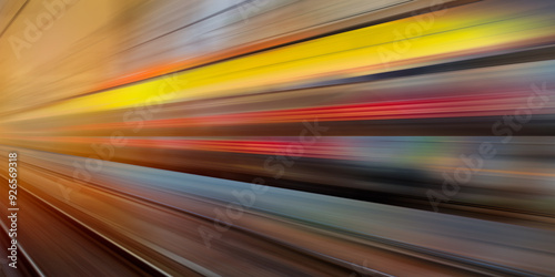 High speed train runs on rail tracks - The train is going too fast as a result the air pressure is causing too much heat at the front photo