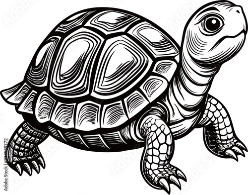 cartoon turtle on black and white