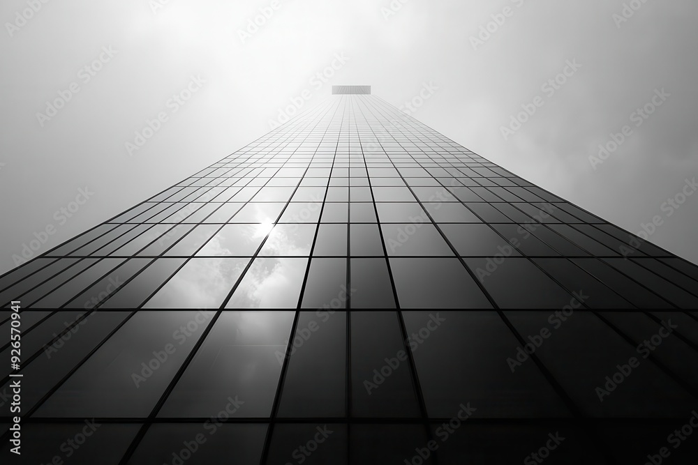 striking monochrome skyscraper facade with geometric patterns sharp angles and reflective surfaces creating a bold abstract composition in urban setting striking monochrome skyscraper facade with geometric patterns sharp angles and reflective surfaces creating a bold abstract composition in urban setting