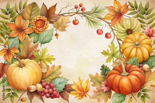 the autumn frame is a clipart in autumn objects enveloping the entire frame