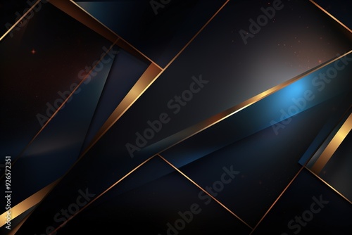 Abstract black and gold geometric background with subtle sparkles.