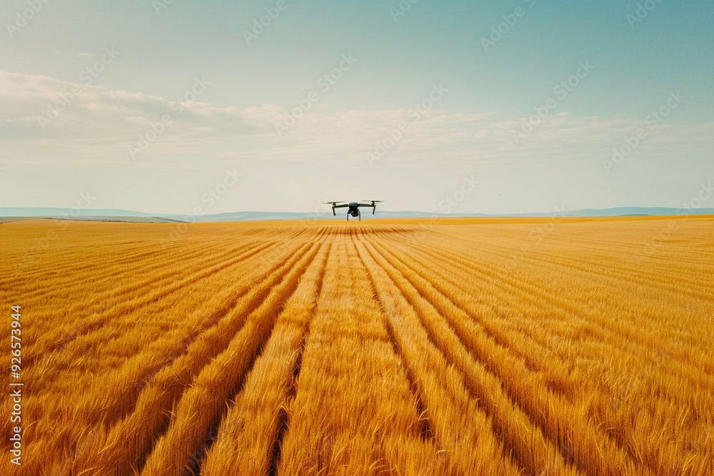 Fototapeta premium Drone Flying over a Golden Wheat Field