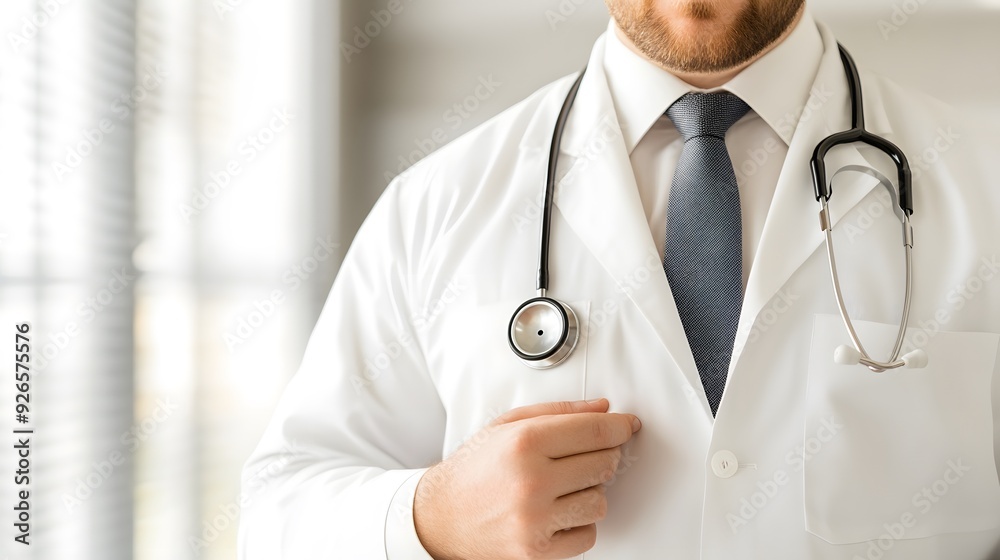 A professional doctor in a white coat stands confidently, showcasing dedication and compassion in a healthcare setting. A professional doctor in a white coat stands confidently, showcasing dedication and compassion in a healthcare setting.