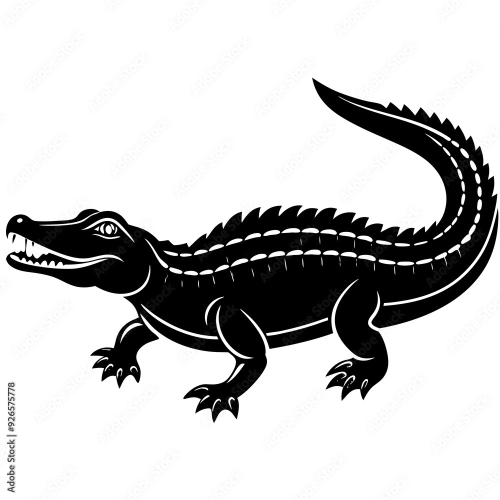 Crocodile on white background vector silhouette Crocodile on white background vector silhouette