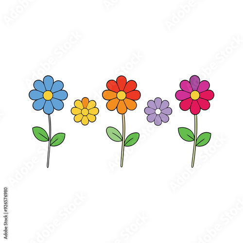 Vibrant multicolored flowers vector collection.